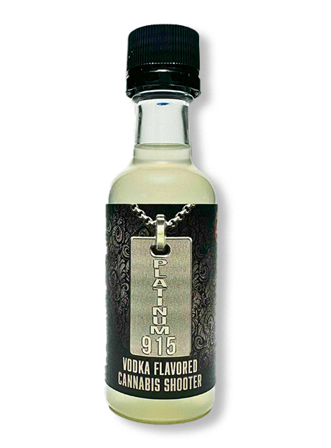 Platinum915® CannaShots™ Vodka, alcohol-free, functional botanical shot, in 50 mL bottle.