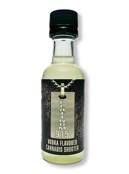 Platinum915® CannaShots™ Vodka, alcohol-free, functional botanical shot, in 50 mL bottle. 