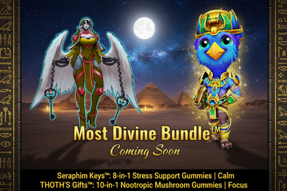 Platinum915® Most Divine Bundle™ — Seraphim Keys™ 8-in-1 Stress Support Gummies + THOTH'S Gifts™ 10-in-1 Sugar-Free Nootropic Mushroom Gummies | 120 Gummies | Vegan | THC-Free | Adults 18+