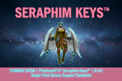 Seraphim Keys™ by Platinum915® 8-in-1 Sugar-Free Calm Support Gummies — GABA, L-Theanine, Magnesium, Chamomile, Passionflower, Valerian Root & B6 — Vegan, award-nominated brand. 