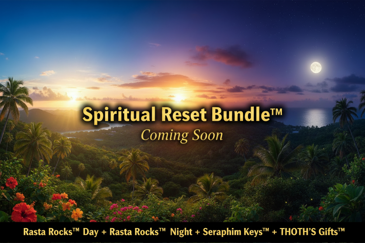 Spiritual Reset Bundle™  by Platinum915® — Rasta Rocks™ Day 8-in-1 Natural Caffeine Energy Gummies + Rasta Rocks™ Night 3-in-1 Tranquility Blend Gummies + Seraphim Keys™ 8-in-1 Stress Support Gummies + THOTH'S Gifts™ 10-in-1 Nootropic Mushroom Gummies